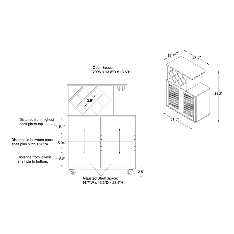 Furniture of America Codex Rustic Wood 4-Shelf Mini Bar in Reclaimed Oak