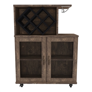 furniture of america codex rustic wood 4-shelf mini bar in reclaimed oak