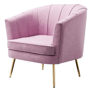 furniture of america elvie mid-century modern fabric accent chair in pink