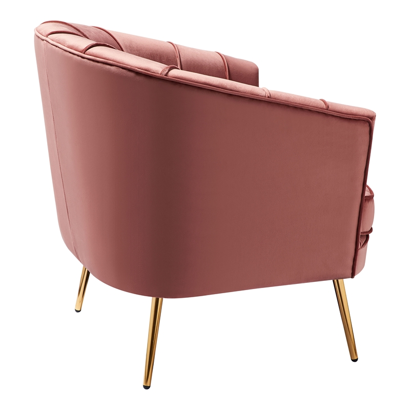 Furniture of America Elvie Velvet Upholstered Accent Chair in Vintage Pink Rose
