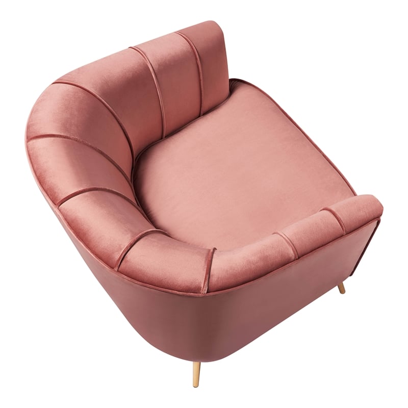 Furniture of America Elvie Velvet Upholstered Accent Chair in Vintage Pink Rose
