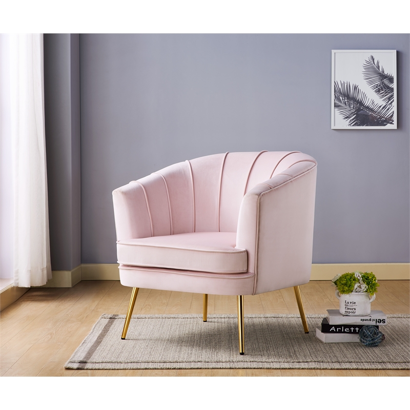 mid century pink velvet chair