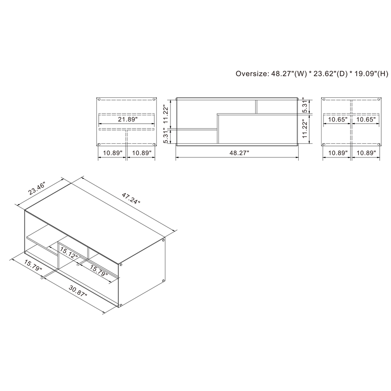 Furniture of America Herzog Wood Storage Coffee Table in Oak and Black