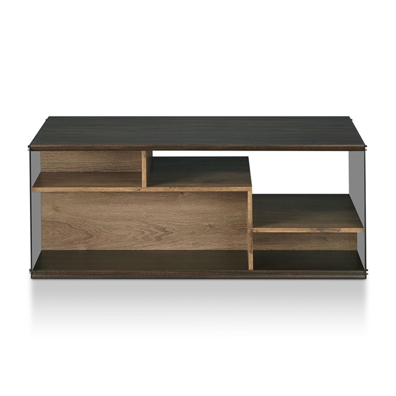 Furniture of America Herzog Wood Storage Coffee Table in Oak and Black
