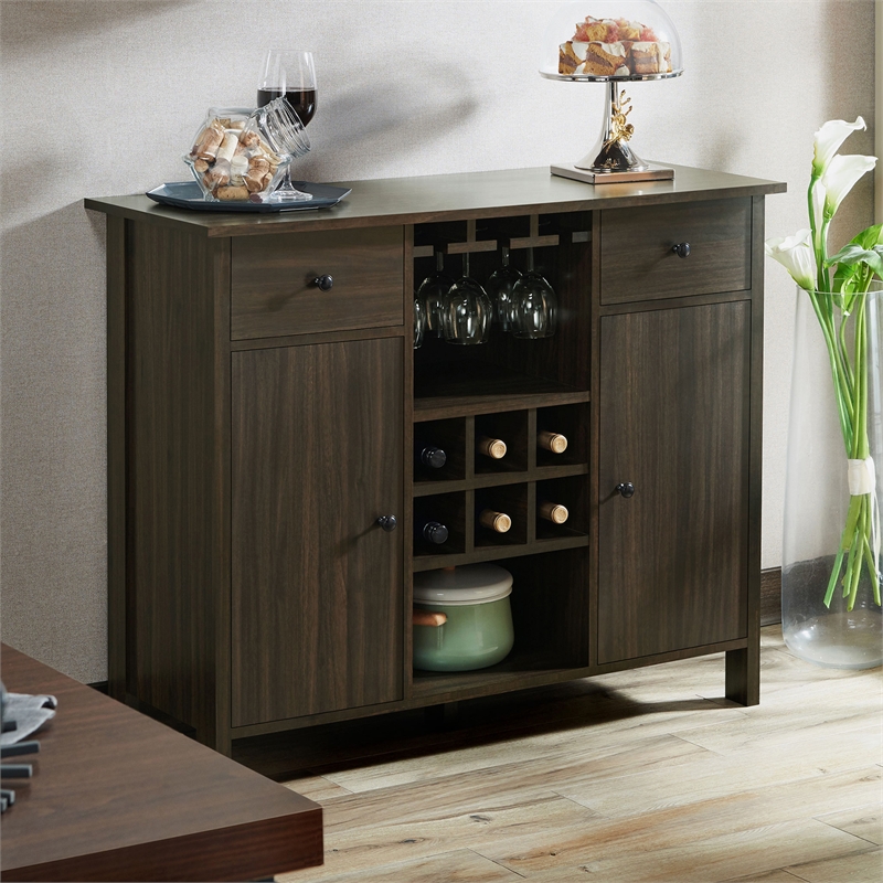 Furniture of America Claus Wood Multi-Storage Buffet Server in Brown Wenge