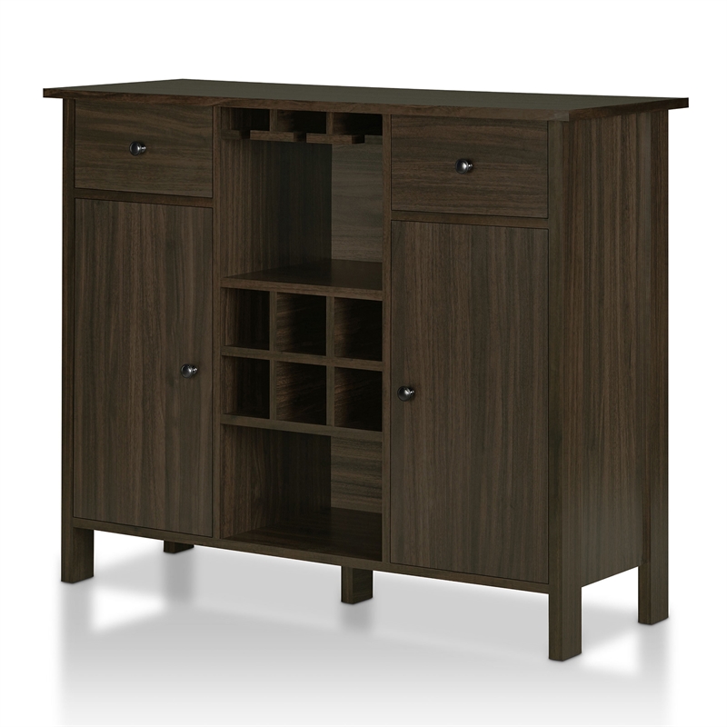 Furniture of America Claus Wood Multi-Storage Buffet Server in Brown Wenge