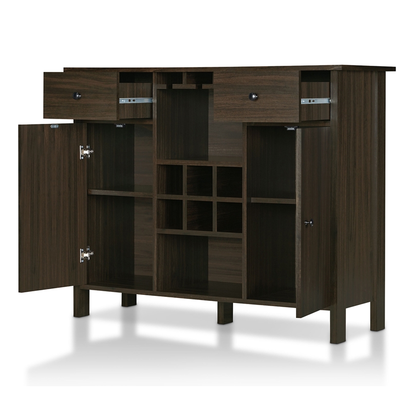 Furniture of America Claus Wood Multi-Storage Buffet Server in Brown Wenge
