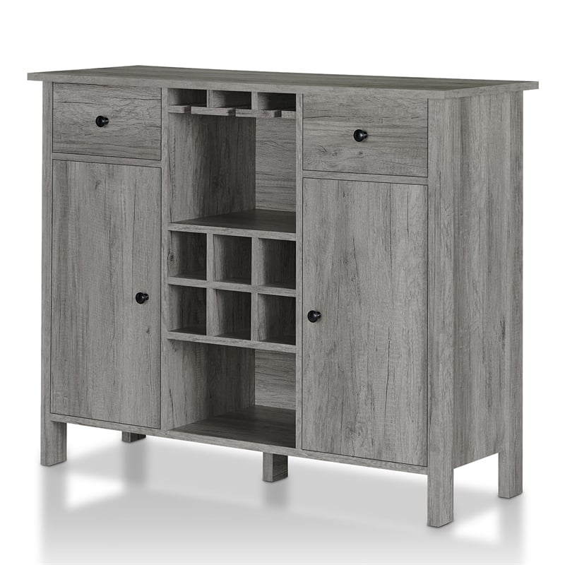 Furniture of America Claus Wood Multi-Storage Buffet Server in Vintage Gray Oak