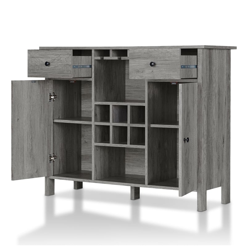 Furniture of America Claus Wood Multi-Storage Buffet Server in Vintage Gray Oak