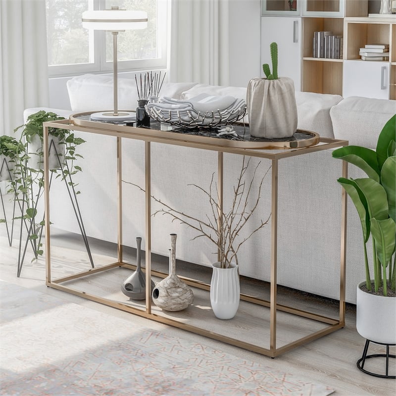 Furniture of America Abair Contemporary Metal Console Table in Black