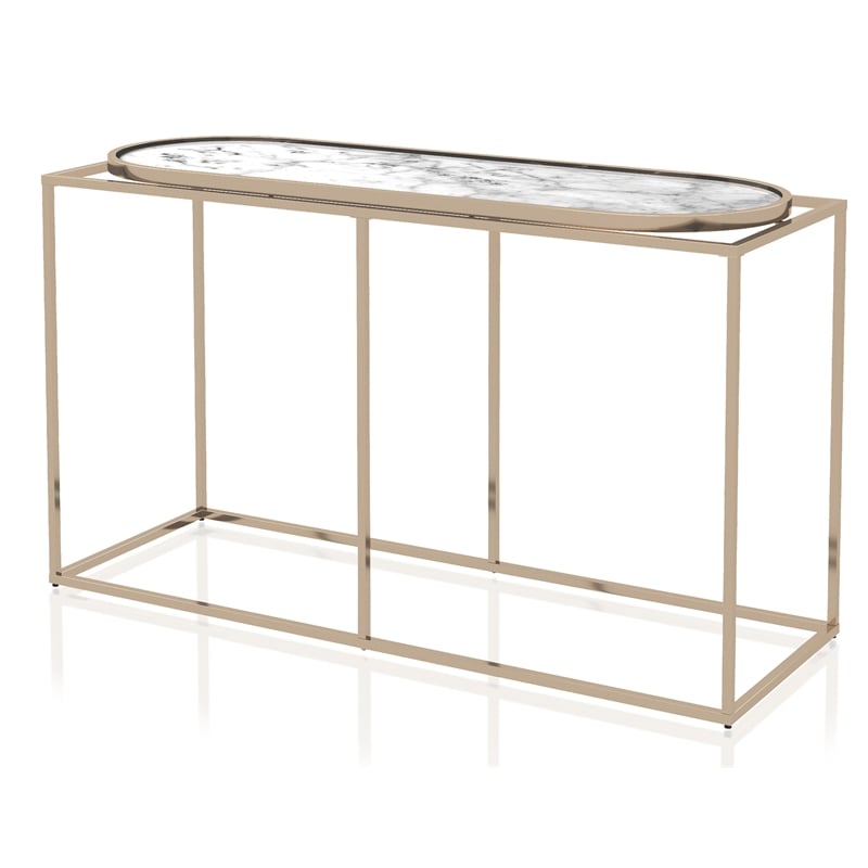 Furniture of America Abair Contemporary Metal Console Table in White