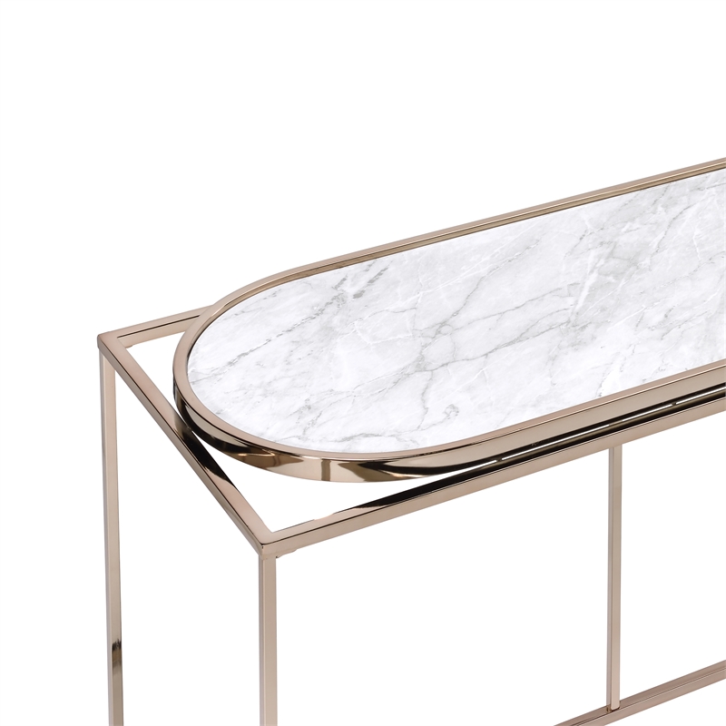 Furniture of America Abair Contemporary Metal Console Table in White