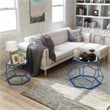 Furniture of America Boris Metal 2-Piece Nesting Accent Table Set in Blue