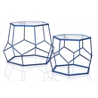 Furniture of America Boris Metal 2-Piece Nesting Accent Table Set in Blue