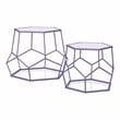Furniture of America Boris Metal 2-Piece Nesting Accent Table Set in Purple