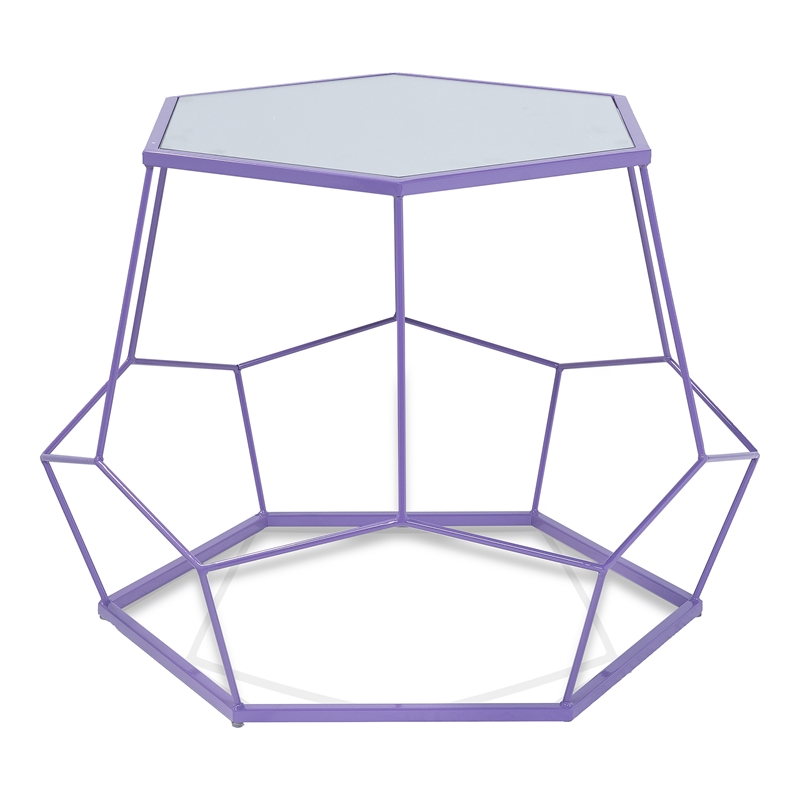 Furniture of America Boris Metal 2-Piece Nesting Accent Table Set in Purple