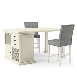Furniture of America Ronan Wood 3-Piece Counter Height Dining Set in White