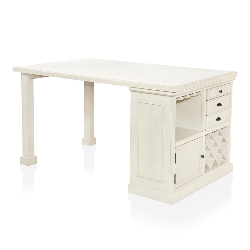 Furniture of America Ronan Wood 3-Piece Counter Height Dining Set in White