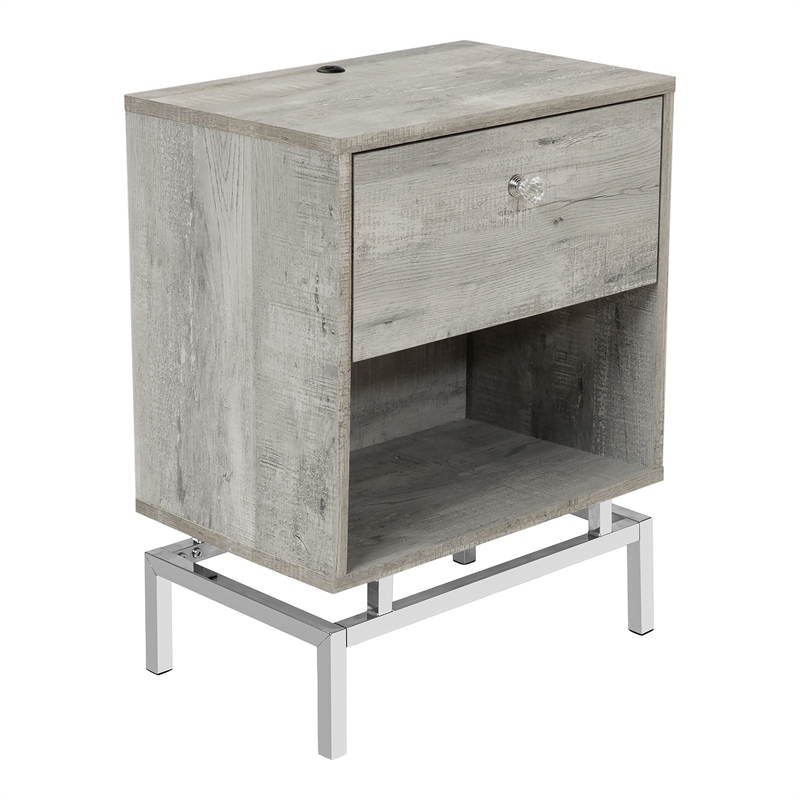 Furniture of America Lyn Contemporary Wood 1-Drawer End Table in Light Gray