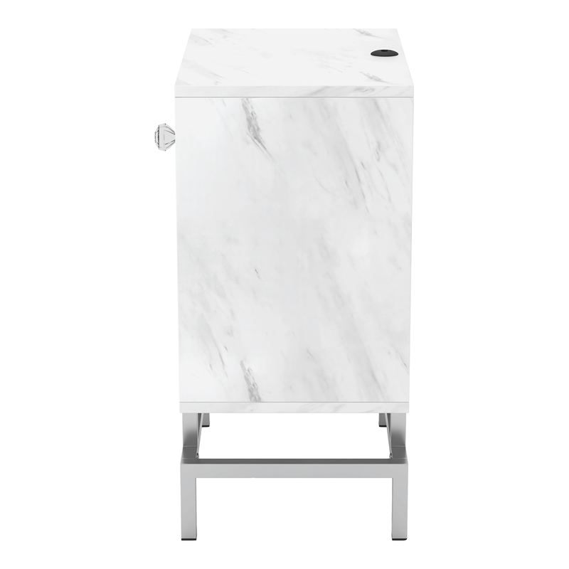 Furniture of America Lyn Contemporary Wood 1-Drawer End Table in White Marble