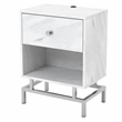 Furniture of America Lyn Contemporary Wood 1-Drawer End Table in White Marble