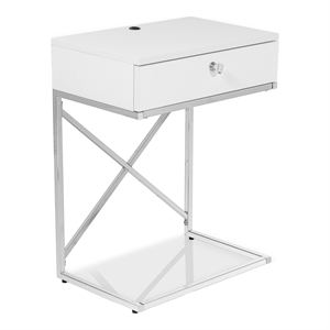 Furniture of America Kylie Modern Wood 1-Drawer End Table in Glossy White