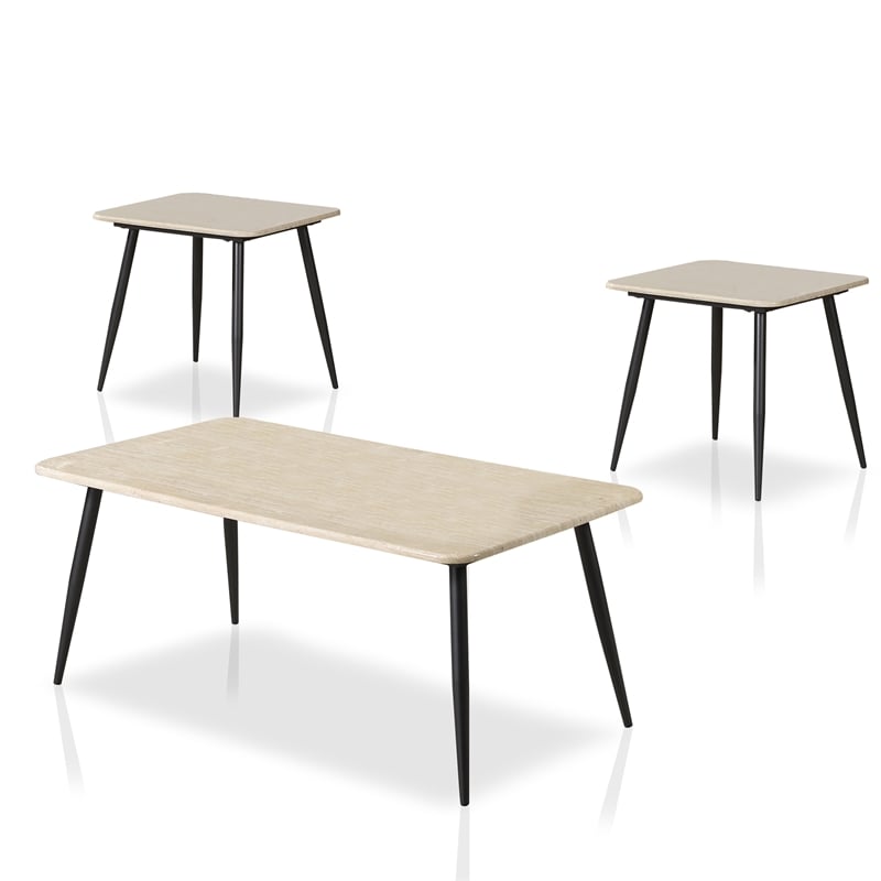 Furniture of America Teres Wood 3-Piece Coffee Table Set in Natural Tone