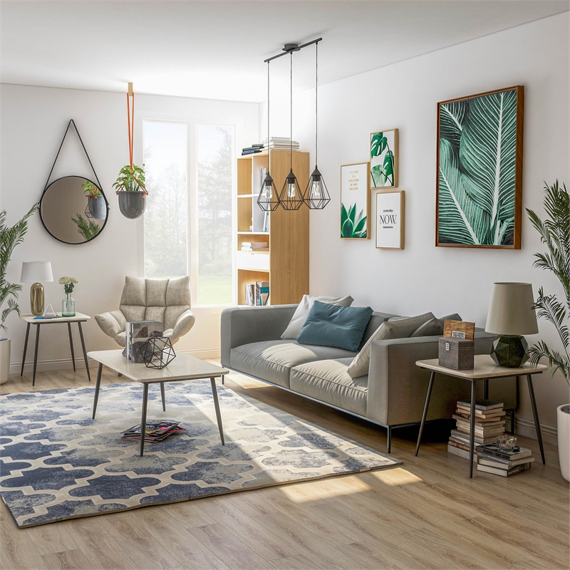 Furniture of America Teres Wood 3-Piece Coffee Table Set in Natural Tone