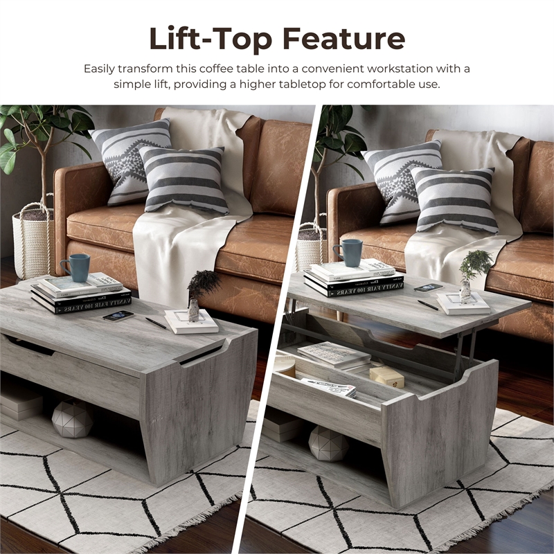 Furniture of America Edwards Wood Lift-Top Coffee Table in Vintage Gray