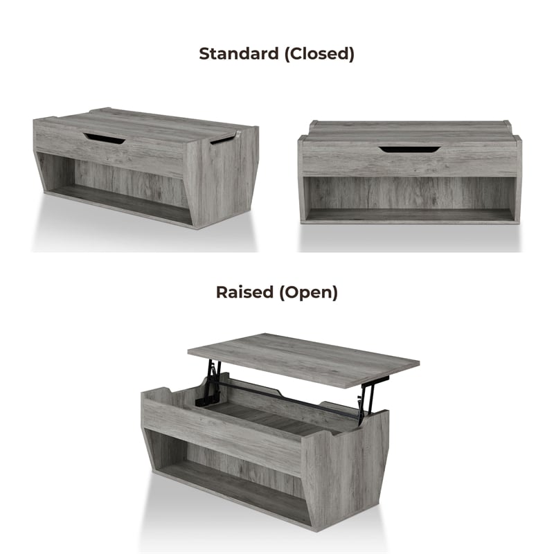 Furniture of America Edwards Wood Lift-Top Coffee Table in Vintage Gray