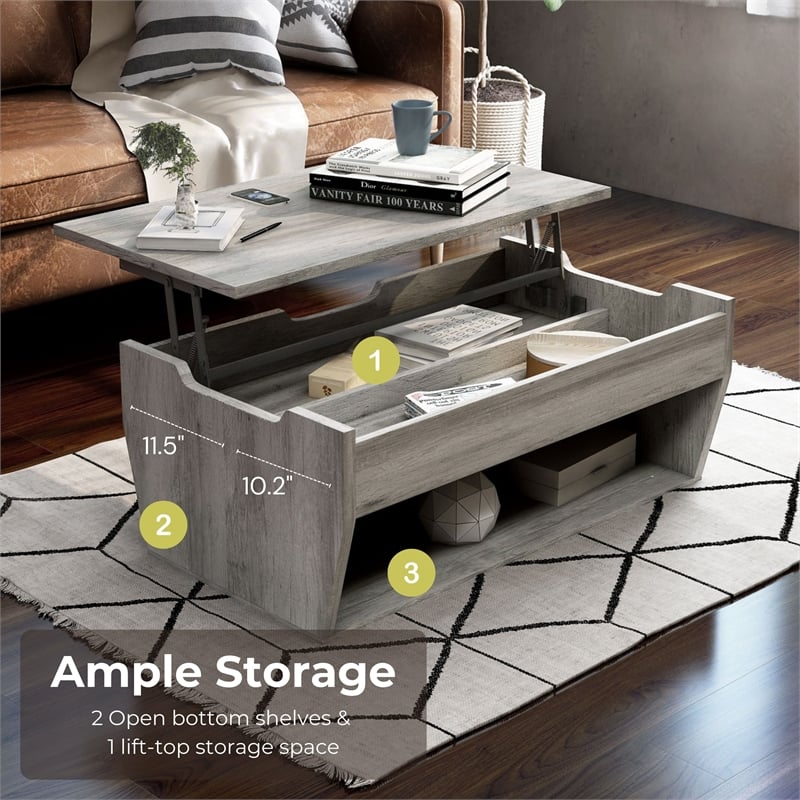 Furniture of America Edwards Wood Lift-Top Coffee Table in Vintage Gray