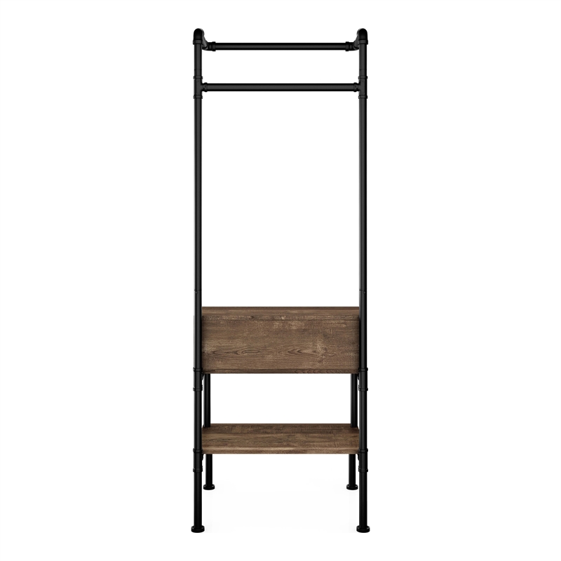 Furniture of America Tussem Rustic Wood 3-Shelf Hall Tree in Reclaimed Oak