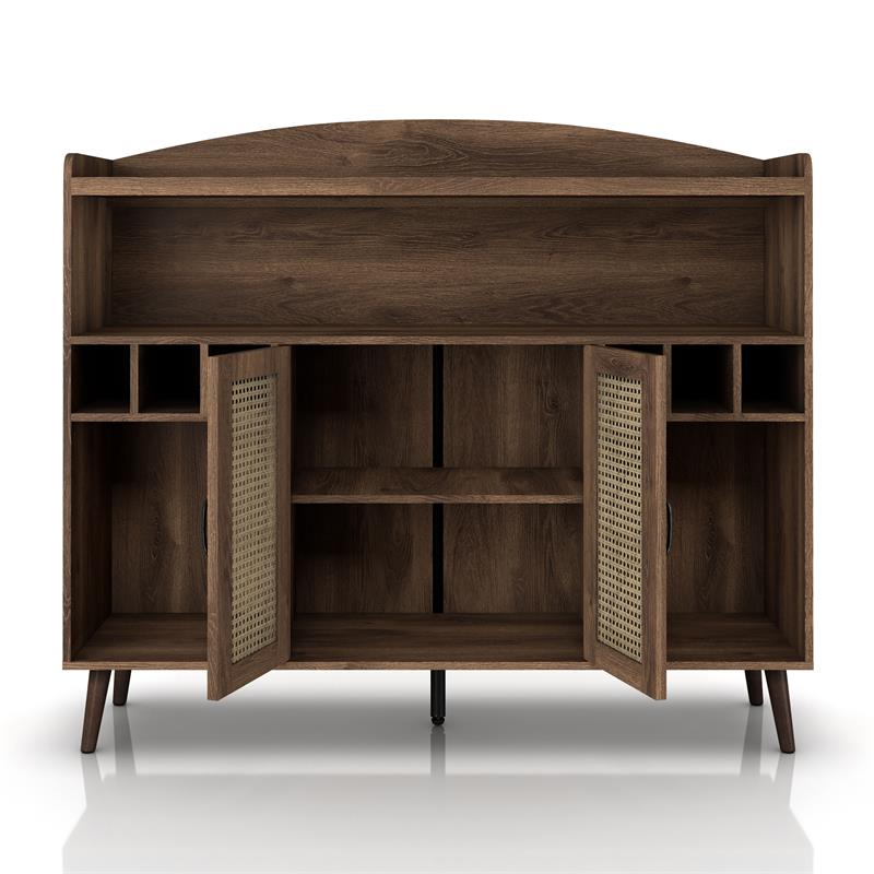 Furniture of America Lockham Wood Multi-Storage Buffet in Distressed Walnut