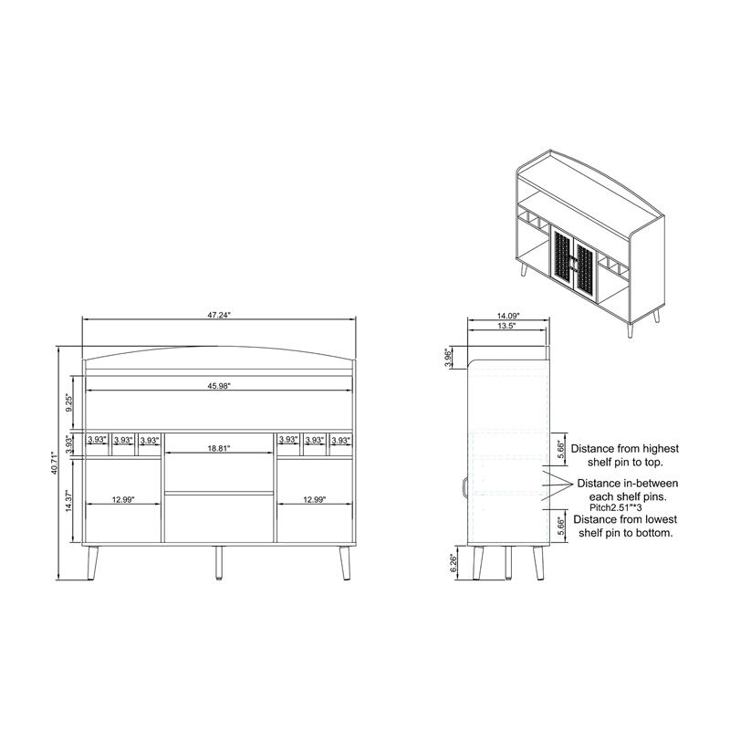 Furniture of America Lockham Wood Multi-Storage Buffet in Distressed Walnut