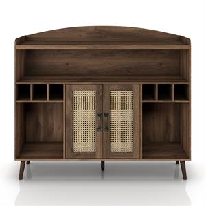 furniture of america lockham wood multi-storage buffet in distressed walnut