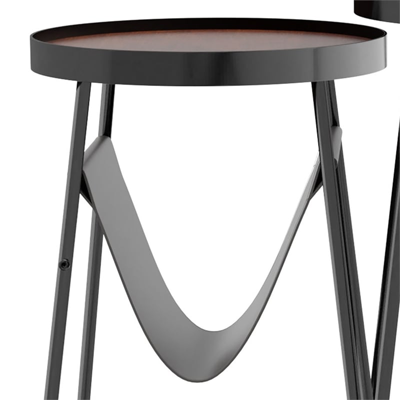 Furniture of America Lassatov Metal 2-Piece Nesting Table in Matte Black