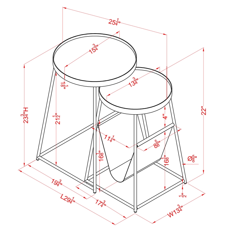 Furniture of America Lassatov Metal 2-Piece Nesting Table in Matte Black