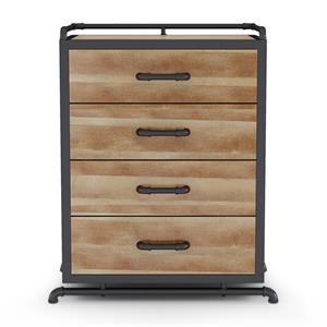 furniture of america sholl wood 4-drawer chest in natural and sand black