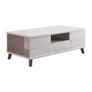 Furniture of America Shinghamton Wood Multi-Storage Coffee Table in White Oak