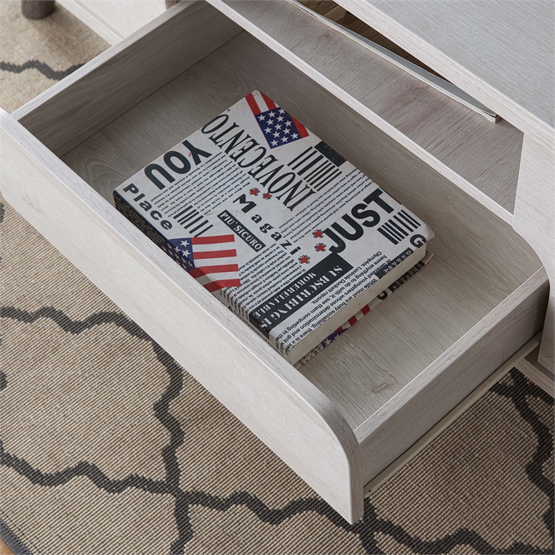 Furniture of America Shinghamton Wood Multi-Storage Coffee Table in White Oak