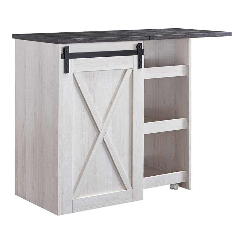 Furniture of America Palvery Transitional Wood Expandable Home Bar in White Oak