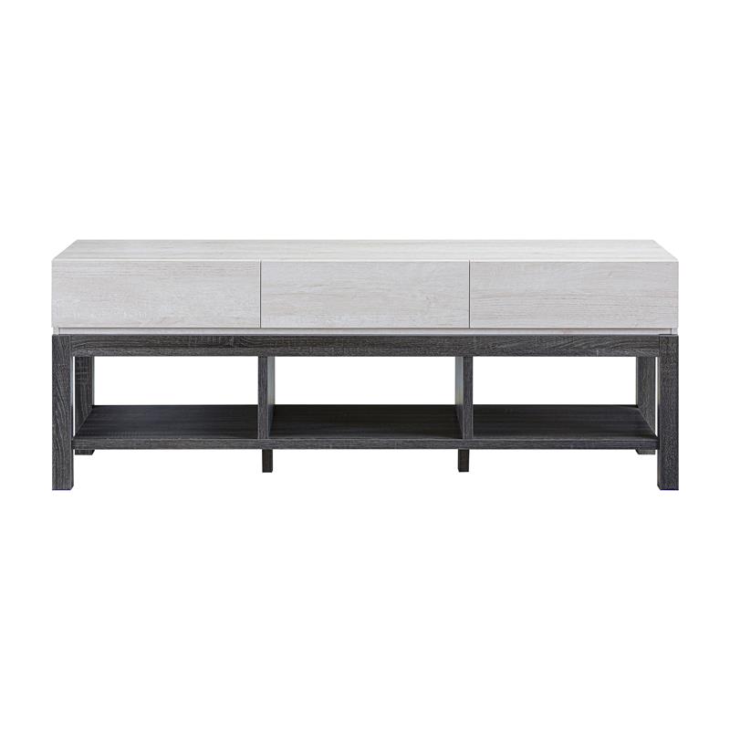 Furniture of America Ganett Wood 3-Drawer TV Stand in White and Gray