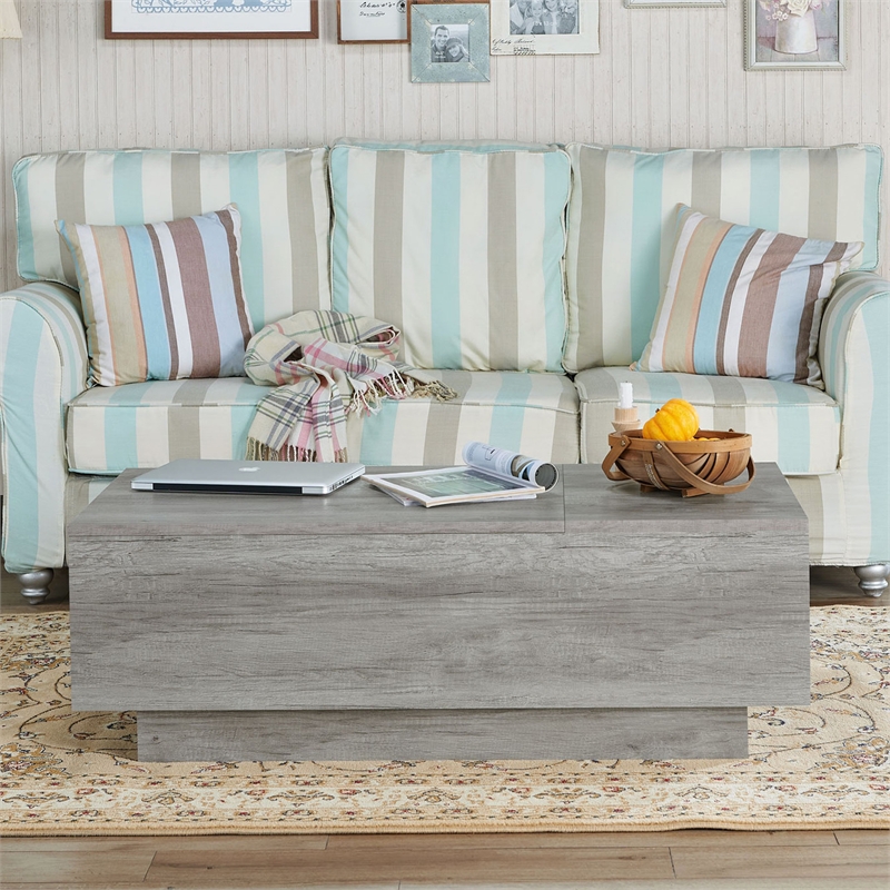 Furniture of America Harsin Wood Lift Top Coffee Table in Vintage Gray Oak