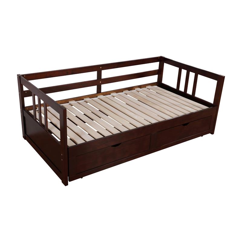 Furniture of America Stodder Wood Twin Daybed with Trundle in Espresso