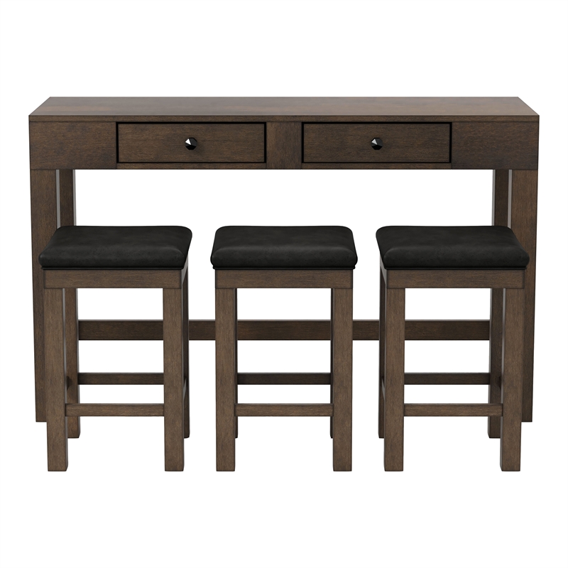 Furniture of America Stache 4-Piece Light Walnut Wood Counter Height Dining Set