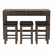 Furniture of America Stache 4-Piece Light Walnut Wood Counter Height Dining Set
