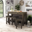 Furniture of America Stache 4-Piece Light Walnut Wood Counter Height Dining Set