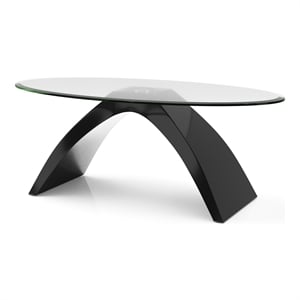Furniture of America Pelletoni Contemporary Glass Top Coffee Table in Black