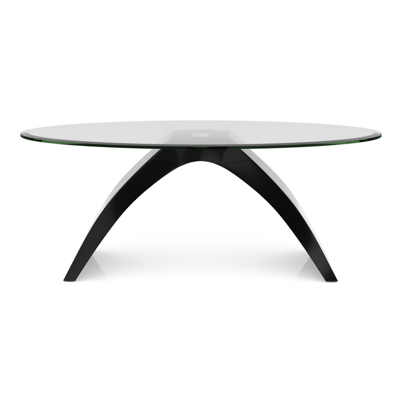Furniture of America Pelletoni Contemporary Glass Top Coffee Table in Black