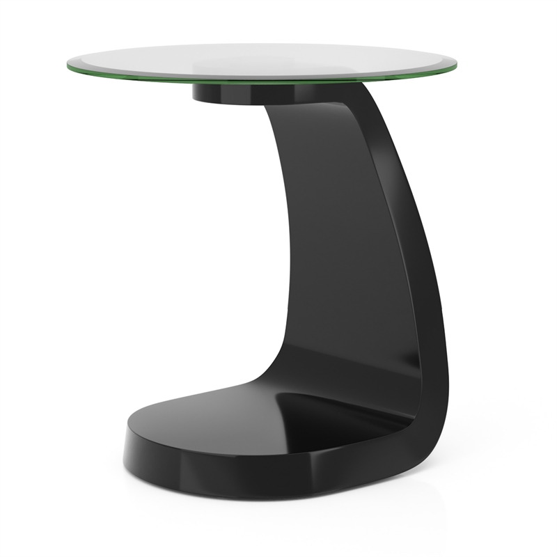 Furniture of America Pelletoni Contemporary Glass Top End Table in Black